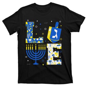 Love Hanukkah Dreidel Menorah Jewish Chanukah T-Shirt