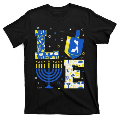 Love Hanukkah Dreidel Menorah Jewish Chanukah T-Shirt