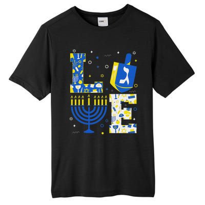 Love Hanukkah Dreidel Menorah Jewish Chanukah Tall Fusion ChromaSoft Performance T-Shirt