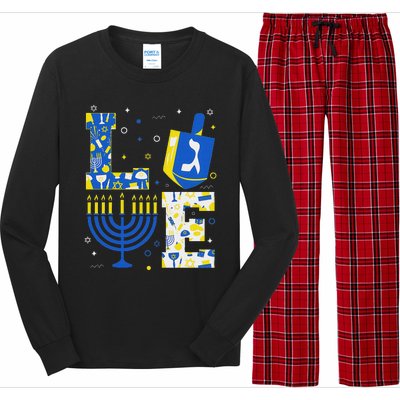 Love Hanukkah Dreidel Menorah Jewish Chanukah Long Sleeve Pajama Set