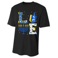 Love Hanukkah Dreidel Menorah Jewish Chanukah Performance Sprint T-Shirt