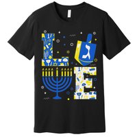 Love Hanukkah Dreidel Menorah Jewish Chanukah Premium T-Shirt