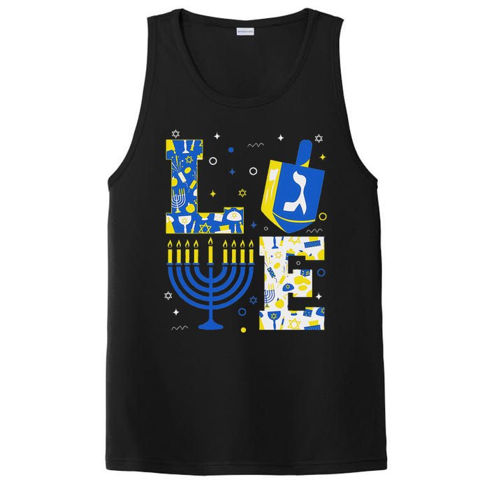 Love Hanukkah Dreidel Menorah Jewish Chanukah PosiCharge Competitor Tank