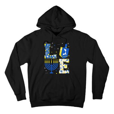 Love Hanukkah Dreidel Menorah Jewish Chanukah Tall Hoodie