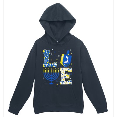 Love Hanukkah Dreidel Menorah Jewish Chanukah Urban Pullover Hoodie