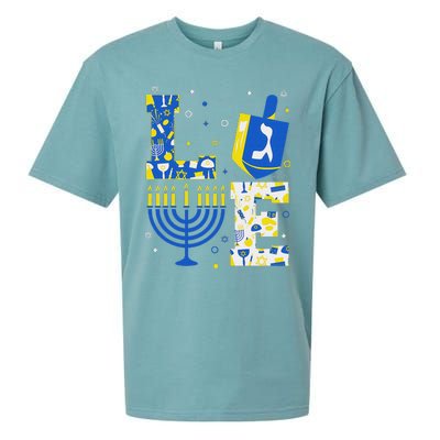 Love Hanukkah Dreidel Menorah Jewish Chanukah Sueded Cloud Jersey T-Shirt