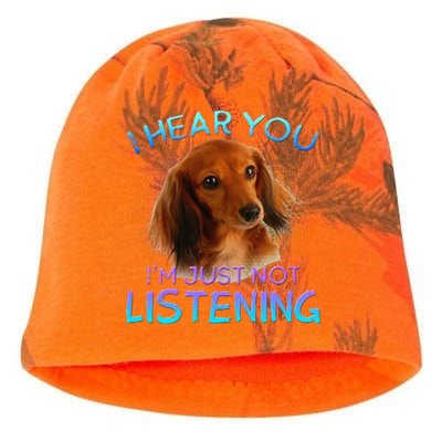 Long Haired Dachshunds I Hear You Not Listening Kati - Camo Knit Beanie