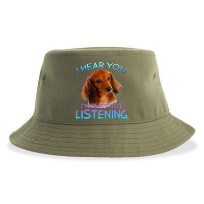 Long Haired Dachshunds I Hear You Not Listening Sustainable Bucket Hat