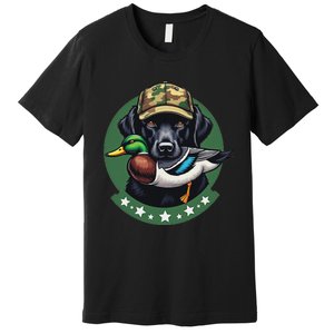 Labrador Hunting Dog With Duck Waterfowl AmericaS Duck Dog Premium T-Shirt