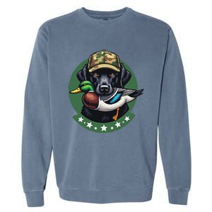 Labrador Hunting Dog With Duck Waterfowl AmericaS Duck Dog Garment-Dyed Sweatshirt