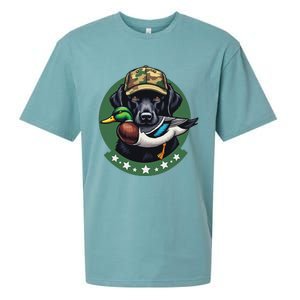 Labrador Hunting Dog With Duck Waterfowl AmericaS Duck Dog Sueded Cloud Jersey T-Shirt