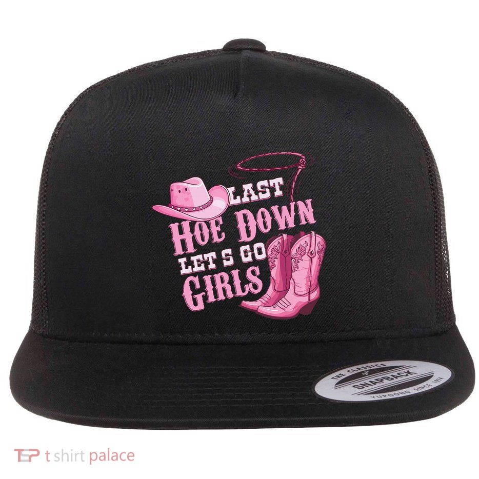 Last Hoe Down Bachelorette Western Style Flat Bill Trucker Hat