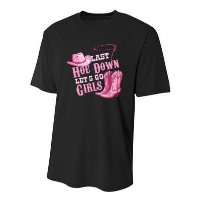 Last Hoe Down Bachelorette Western Style Youth Performance Sprint T-Shirt