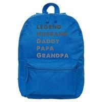 Legend Husband Daddy Pappa Grandpa Fathers Day Gift 16 in Basic Backpack