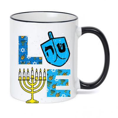 Love Hanukkah Dreidel Menorah Jewish Chanukah  11oz Black Color Changing Mug