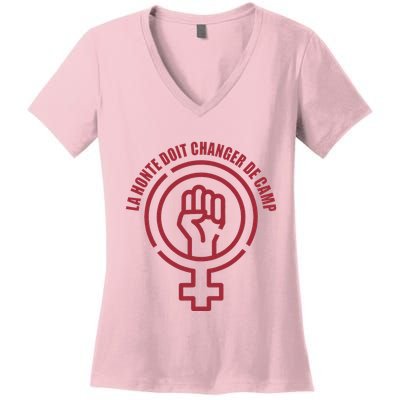 La Honte Doit Changer De Camp Feminist Gisele Pelicot Women's V-Neck T-Shirt