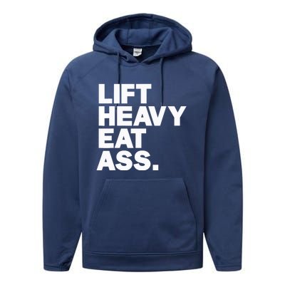 Lift Heavy Eat Ass Funny Adult Humor Workout Fitness Gym Performance Fleece Hoodie