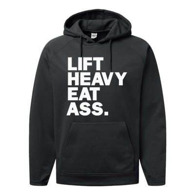 Lift Heavy Eat Ass Funny Adult Humor Workout Fitness Gym Performance Fleece Hoodie