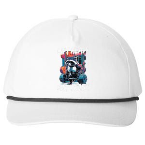 Lift Heavy Eat Trash Weightlifting Bodybuilding Gym Raccoon Snapback Five-Panel Rope Hat