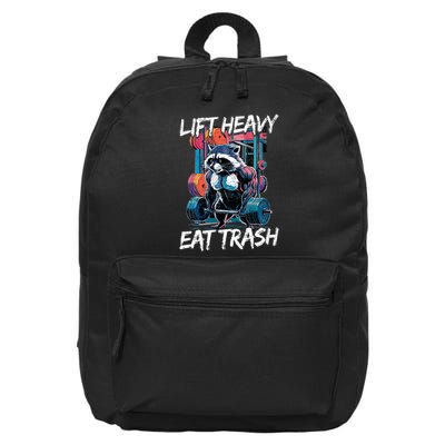 Lift Heavy Eat Trash Weightlifting Bodybuilding Gym Raccoon 16 in Basic Backpack