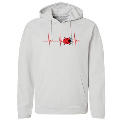 Ladybug Heartbeat EKG Pulse Insects Bugs Entomology Performance Fleece Hoodie