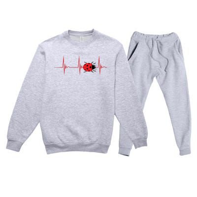 Ladybug Heartbeat EKG Pulse Insects Bugs Entomology Premium Crewneck Sweatsuit Set