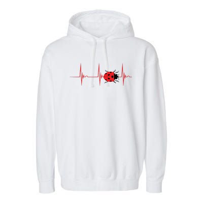 Ladybug Heartbeat EKG Pulse Insects Bugs Entomology Garment-Dyed Fleece Hoodie