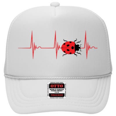 Ladybug Heartbeat EKG Pulse Insects Bugs Entomology High Crown Mesh Back Trucker Hat