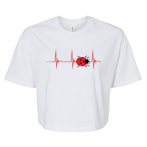 Ladybug Heartbeat EKG Pulse Insects Bugs Entomology Bella+Canvas Jersey Crop Tee