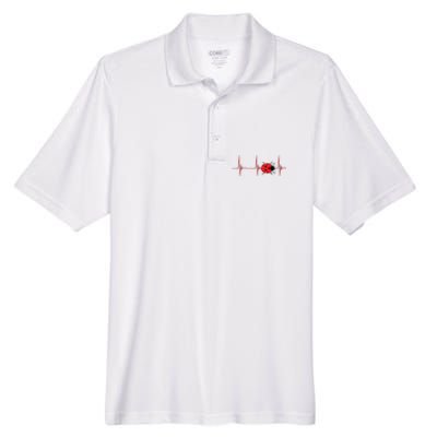 Ladybug Heartbeat EKG Pulse Insects Bugs Entomology Men's Origin Performance Pique Polo