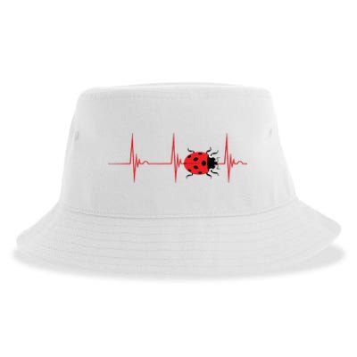 Ladybug Heartbeat EKG Pulse Insects Bugs Entomology Sustainable Bucket Hat