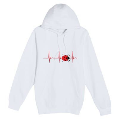 Ladybug Heartbeat EKG Pulse Insects Bugs Entomology Premium Pullover Hoodie