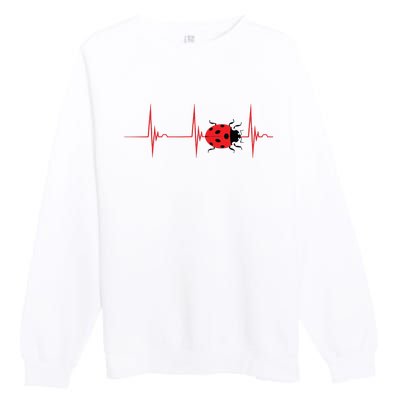 Ladybug Heartbeat EKG Pulse Insects Bugs Entomology Premium Crewneck Sweatshirt