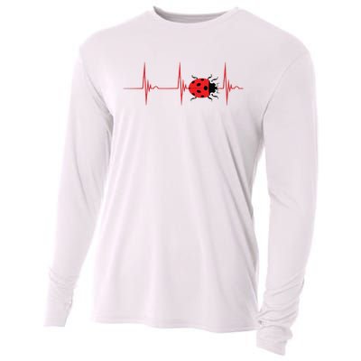 Ladybug Heartbeat EKG Pulse Insects Bugs Entomology Cooling Performance Long Sleeve Crew