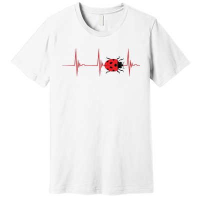 Ladybug Heartbeat EKG Pulse Insects Bugs Entomology Premium T-Shirt