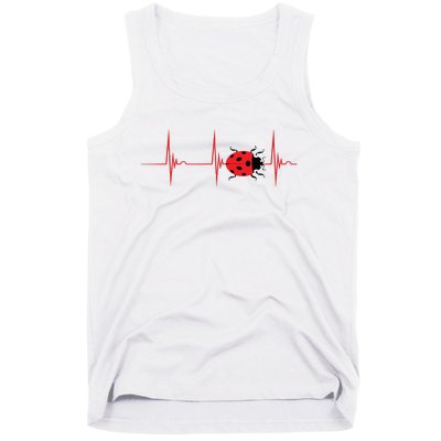 Ladybug Heartbeat EKG Pulse Insects Bugs Entomology Tank Top