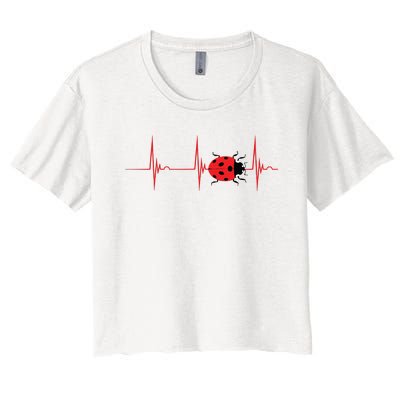 Ladybug Heartbeat EKG Pulse Insects Bugs Entomology Women's Crop Top Tee