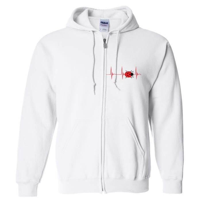 Ladybug Heartbeat EKG Pulse Insects Bugs Entomology Full Zip Hoodie