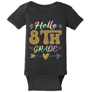 Leopard Hello Eighth Grade Teacher Student Back To School Baby Bodysuit