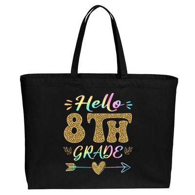 Leopard Hello Eighth Grade Teacher Student Back To School Cotton Canvas Jumbo Tote