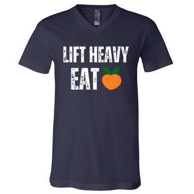 Lift Heavy Eat Ass Funny Adult Humor Workout Fitness Gym V-Neck T-Shirt