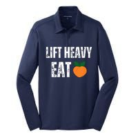 Lift Heavy Eat Ass Funny Adult Humor Workout Fitness Gym Silk Touch Performance Long Sleeve Polo