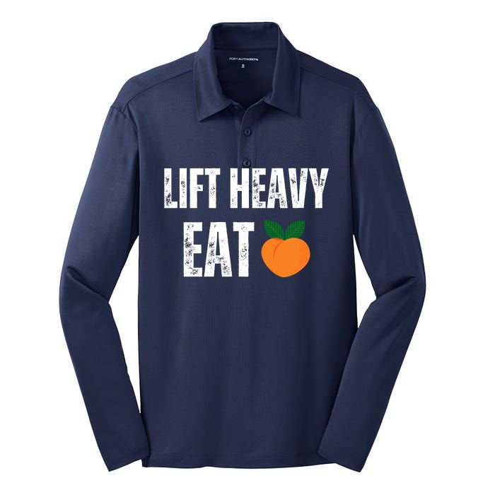 Lift Heavy Eat Ass Funny Adult Humor Workout Fitness Gym Silk Touch Performance Long Sleeve Polo