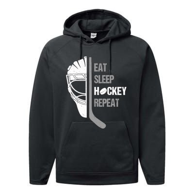 Lover Hockey Eat Sleep Hockey Repeat Christmas For Teen Performance Fleece Hoodie