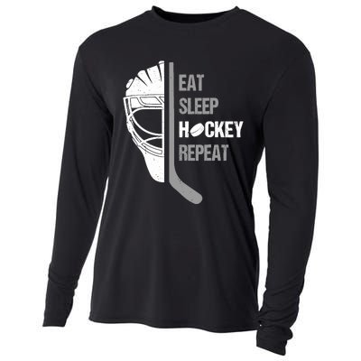 Lover Hockey Eat Sleep Hockey Repeat Christmas For Teen Cooling Performance Long Sleeve Crew