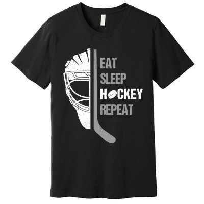 Lover Hockey Eat Sleep Hockey Repeat Christmas For Teen Premium T-Shirt