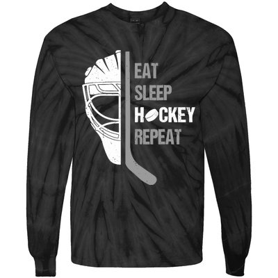 Lover Hockey Eat Sleep Hockey Repeat Christmas For Teen Tie-Dye Long Sleeve Shirt