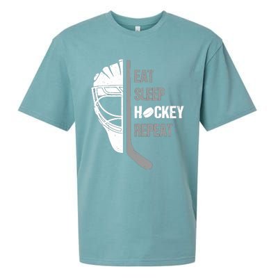 Lover Hockey Eat Sleep Hockey Repeat Christmas For Teen Sueded Cloud Jersey T-Shirt