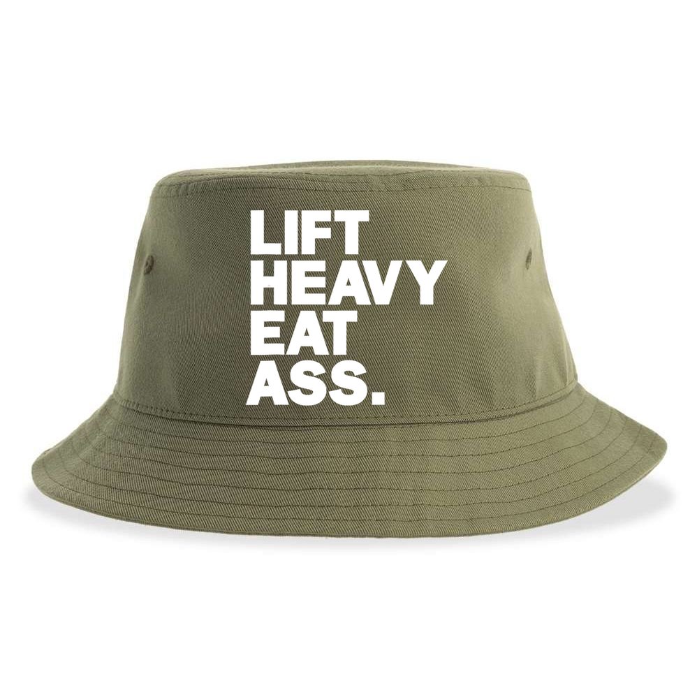 Lift Heavy Eat Ass Funny Adult Humor Workout Fitness Gym Sustainable Bucket Hat