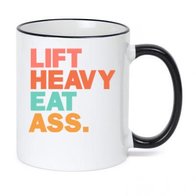 Lift Heavy Eat Ass Funny Adult Humor Workout Fitness Gym 11oz Black Color Changing Mug